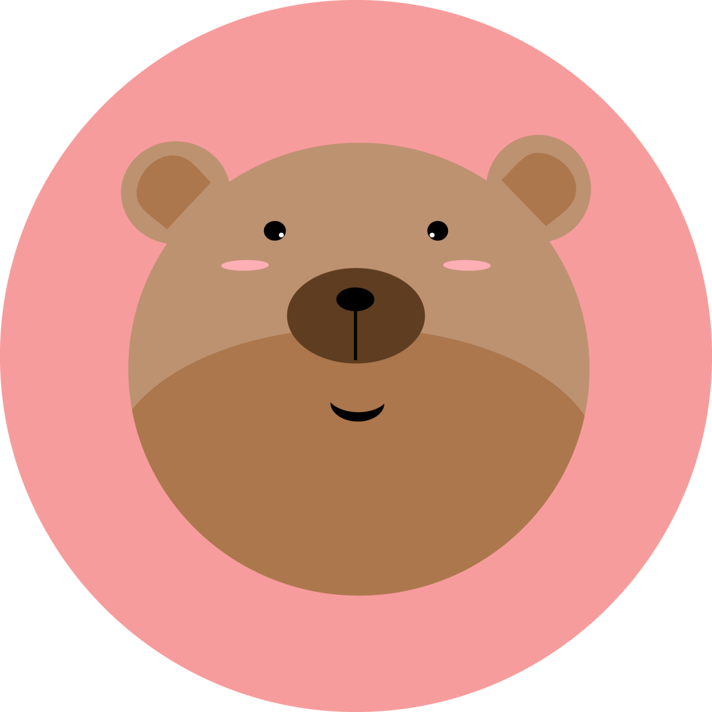 a brown bear in a pink circle