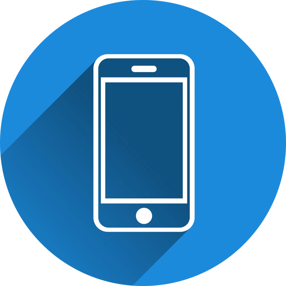 a phone icon with a long shadow