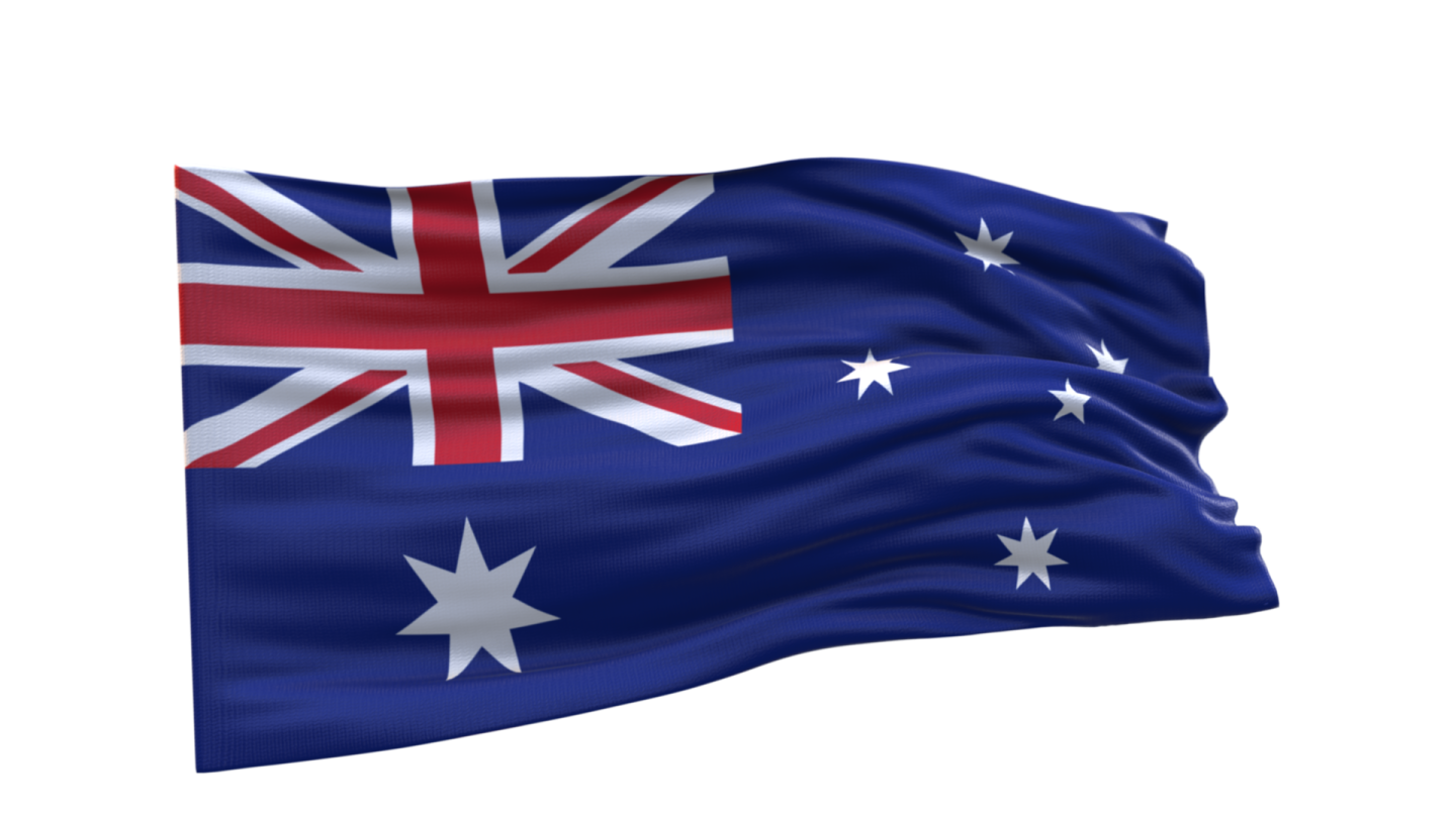 an australian flag flying in the wind