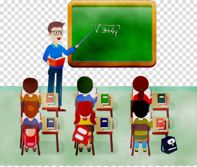 a teacher teaching students at the blackboard, hd png