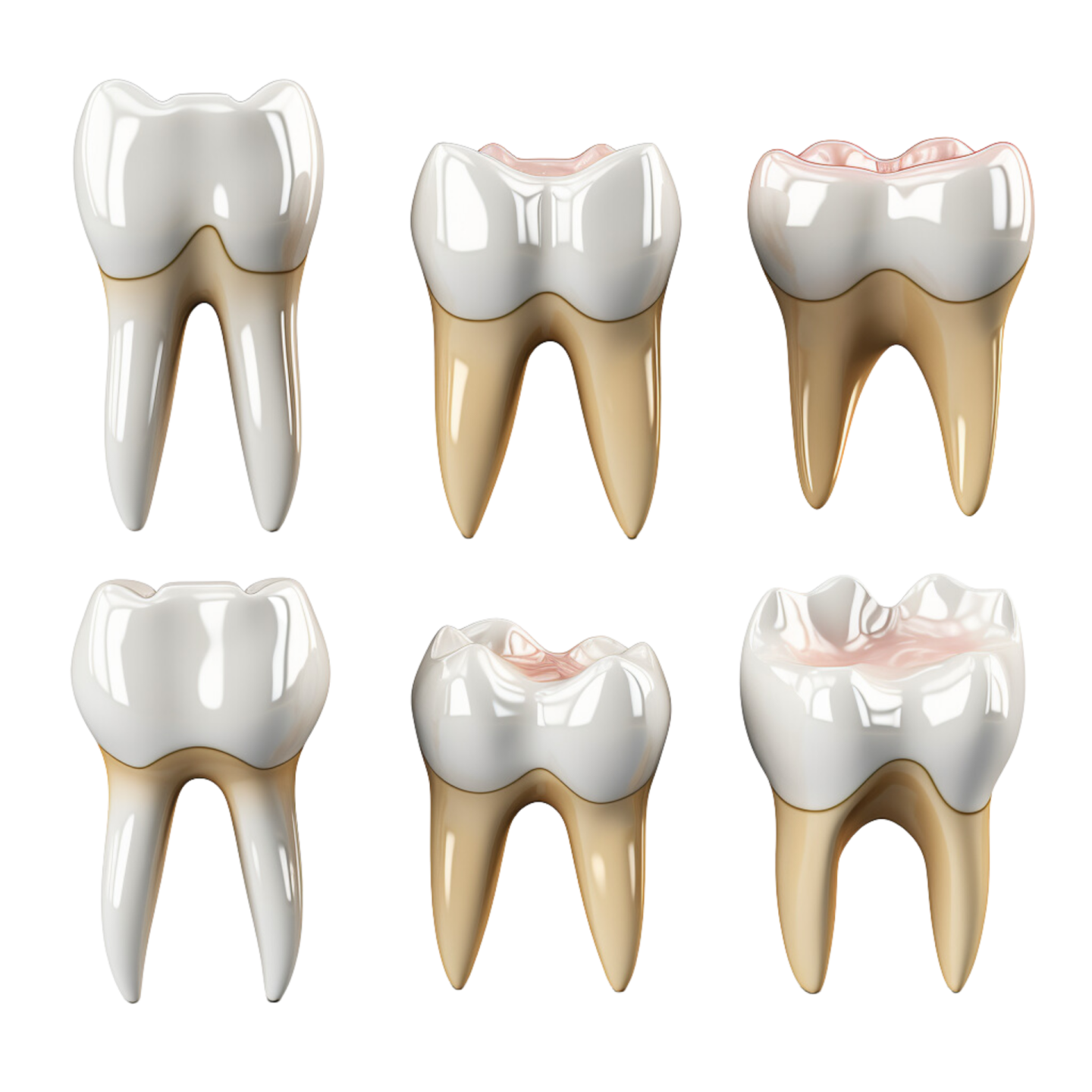 a set of four different types of tooth
