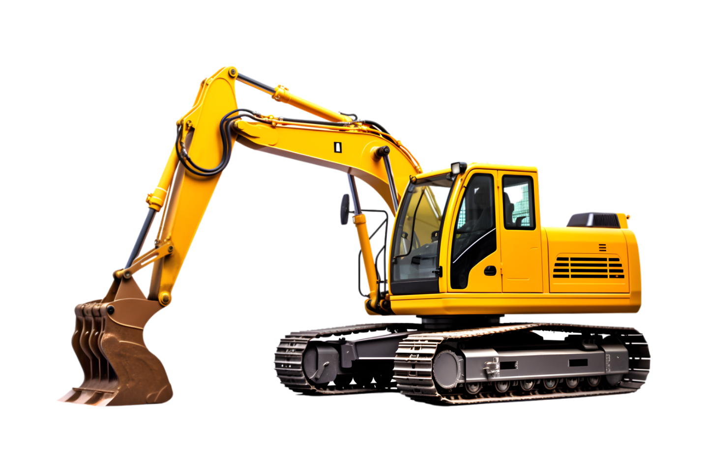a yellow digger truck with a shovel on it