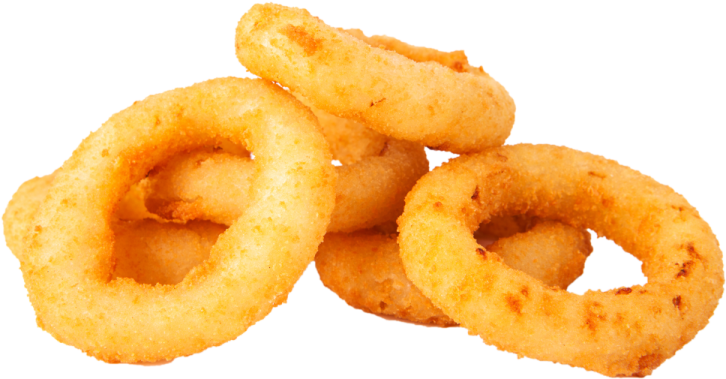 onion rings on a white background