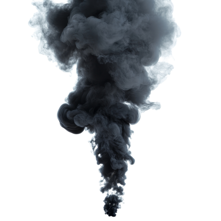 a black smoke cloud on a white background