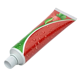 a tube with a strawberry on it