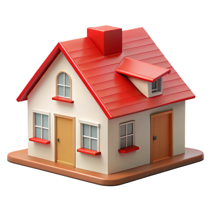 a small house with a red roof