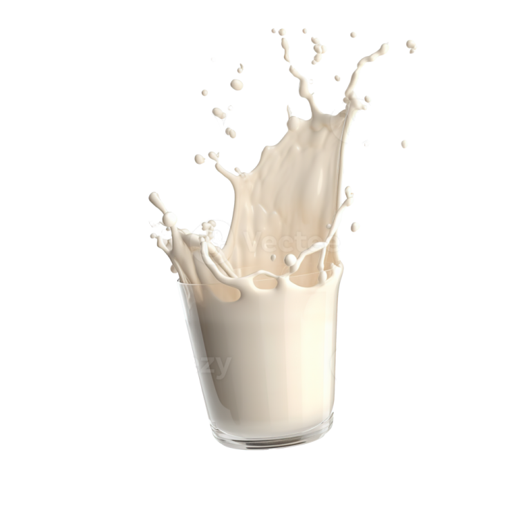 a glass of milk splashing into it