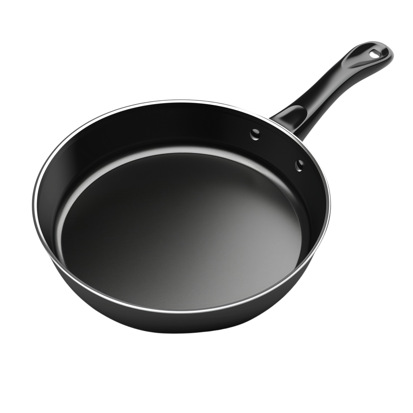 an empty frying pan on a white background