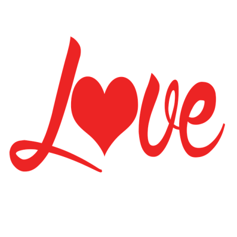 a red heart with the word love on it
