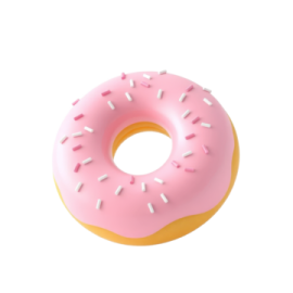 a pink donut with sprins on it