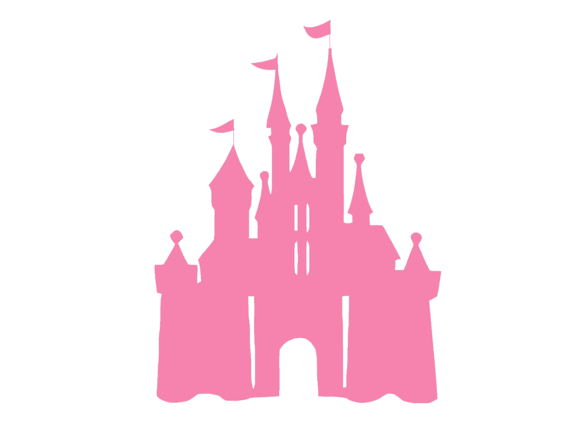 a pink silhouette of a castle