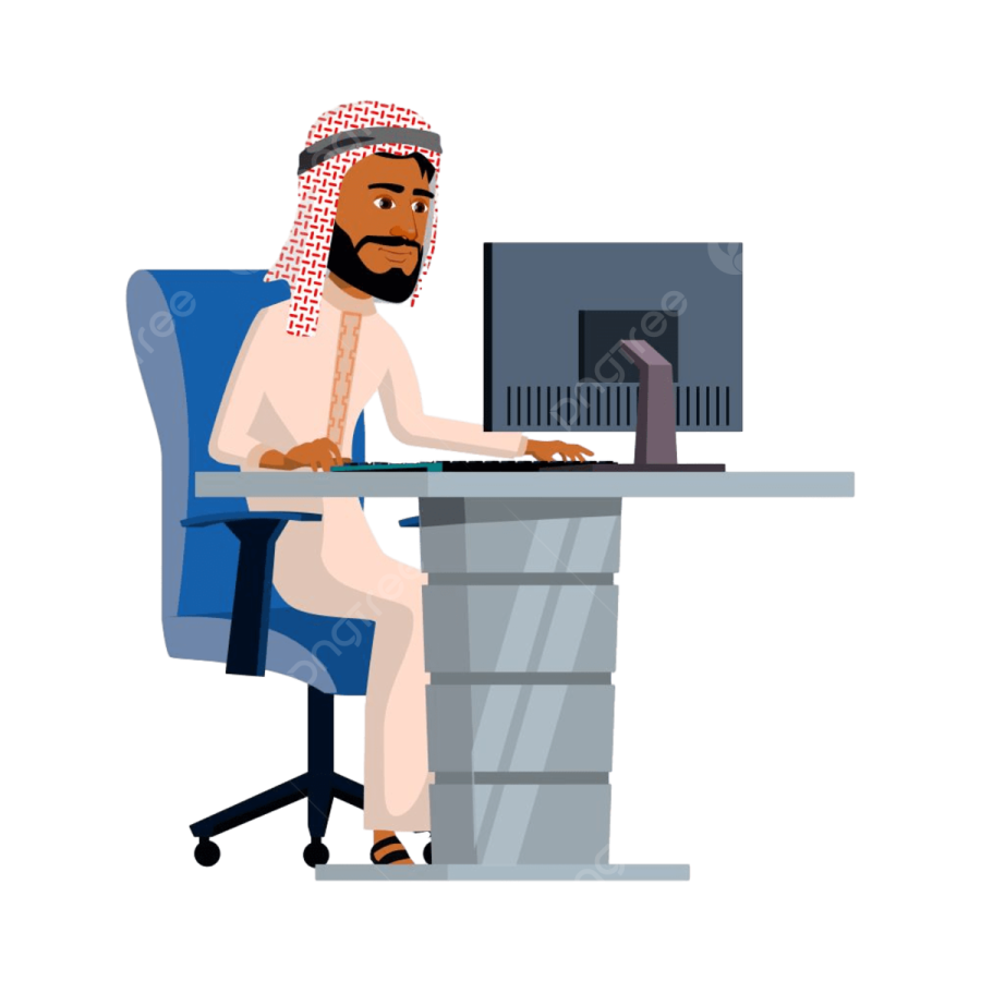 a man sitting at his desk and working on the computer