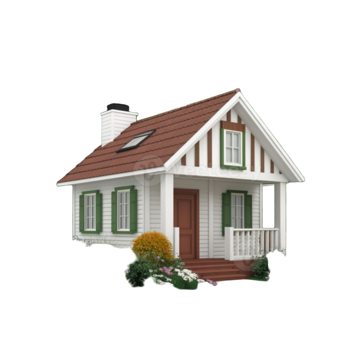 a small house on a white background