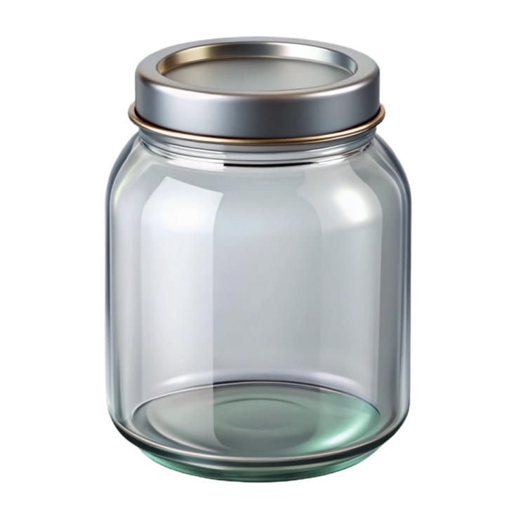 a glass jar with a metal lid