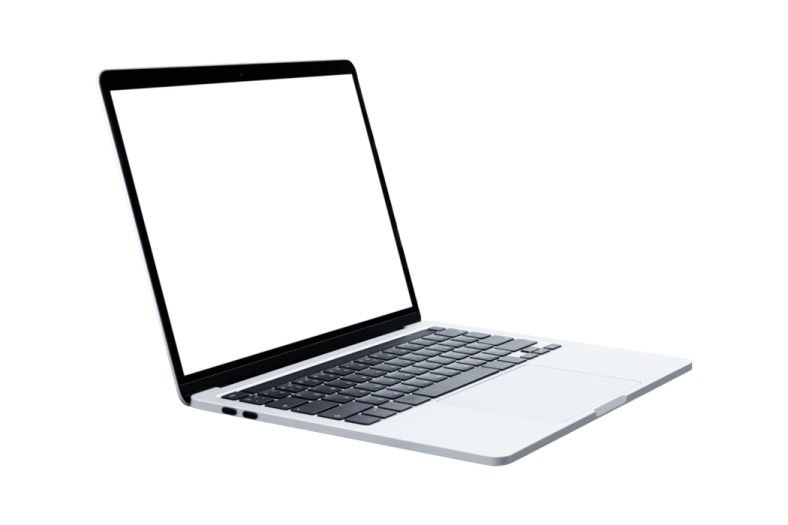 a laptop computer with a blank screen