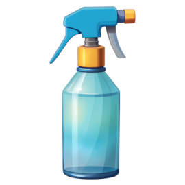 a blue spray bottle with a yellow trigger