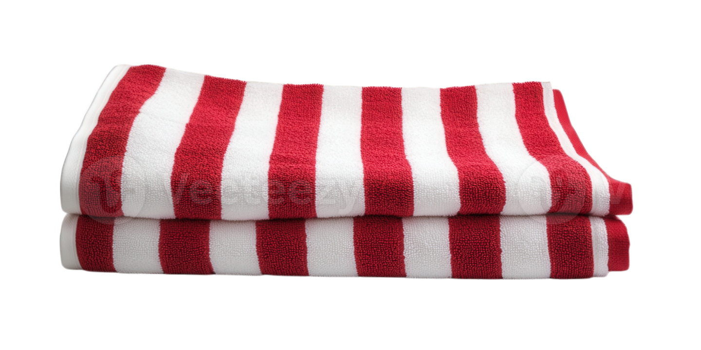 a pair of red and white striped towels