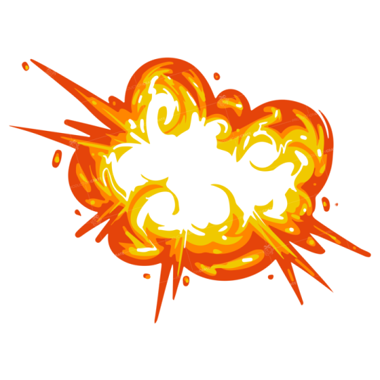 an orange explosion on a white background