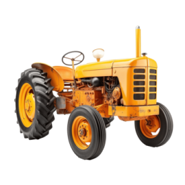 a yellow tractor on a white background