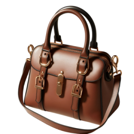 a brown handbag on a white background