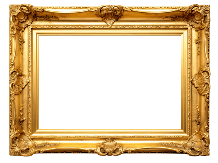 a gold frame on a white background