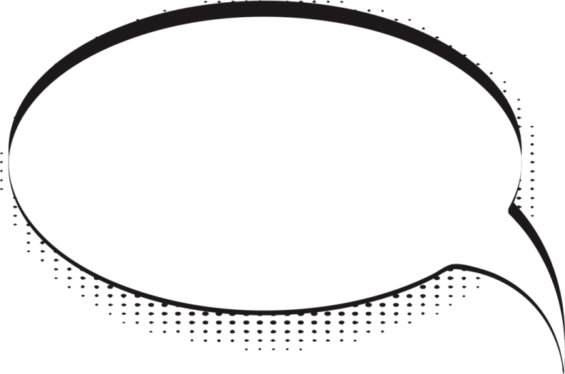 a black and white speech bubble