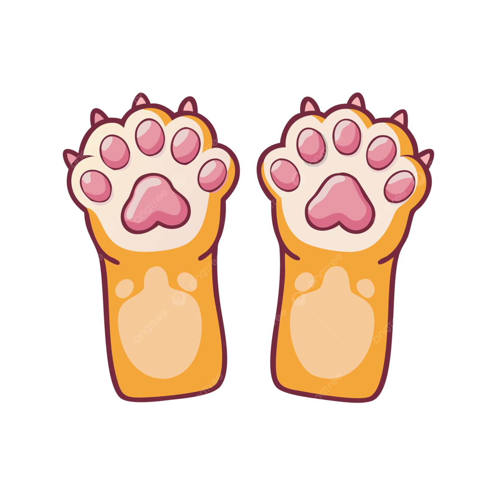 a pair of paws with pink hearts on them