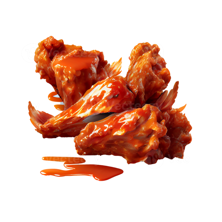 a pile of chicken wings on a white background