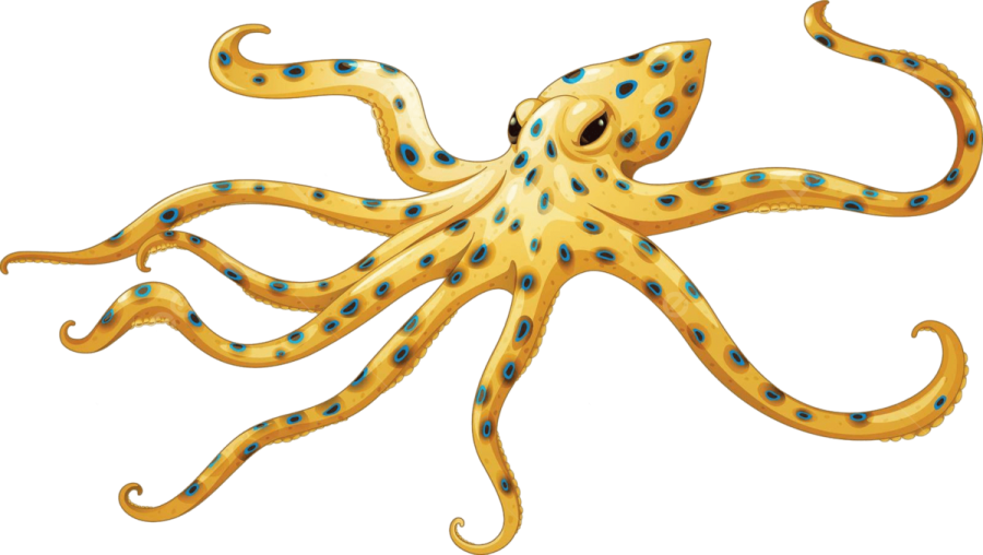 an octopus with blue spots on its tentacles