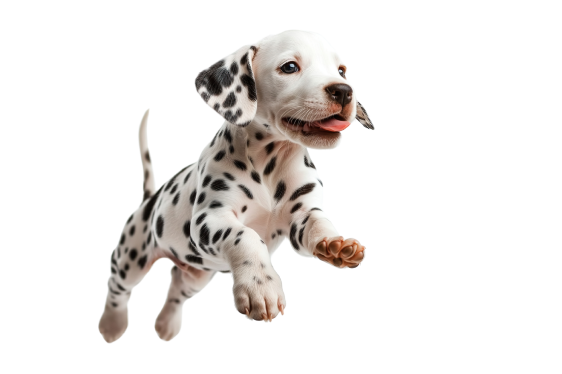 a puppy is jumping up in the air