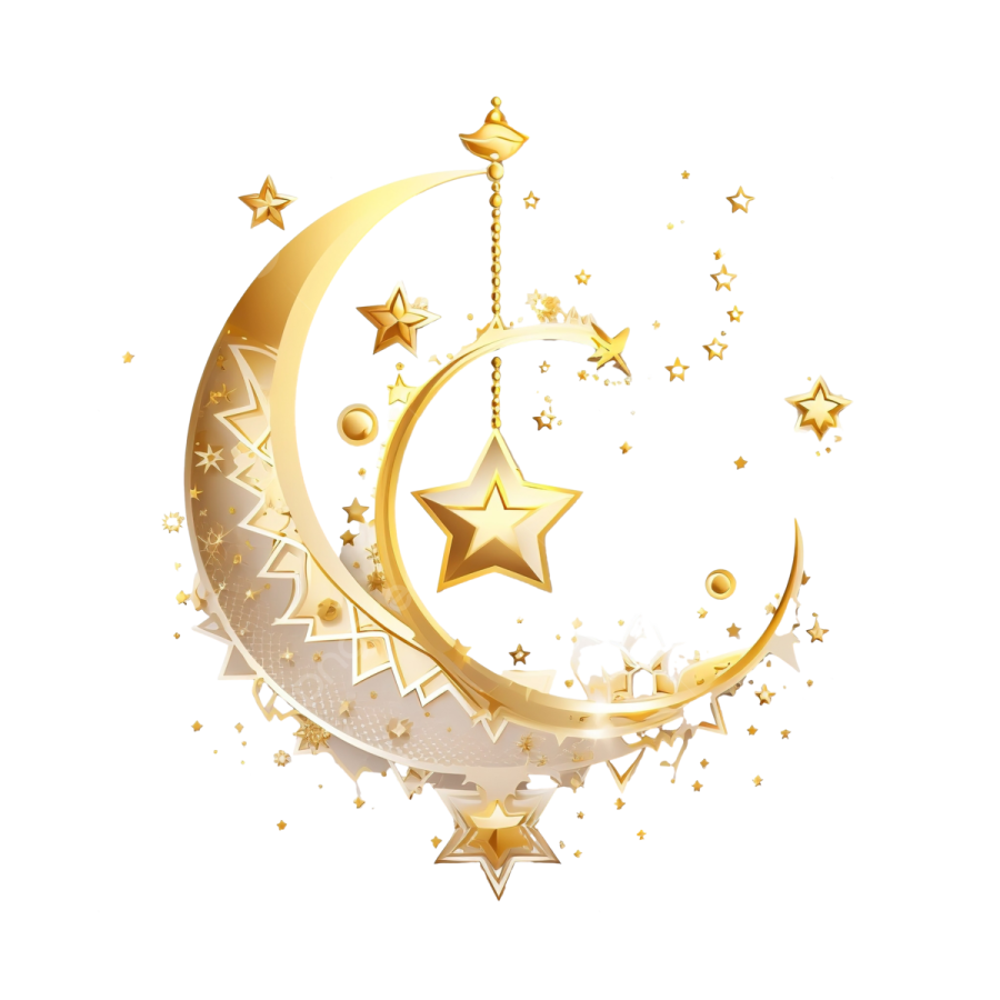 the moon and stars are hanging from the ceiling