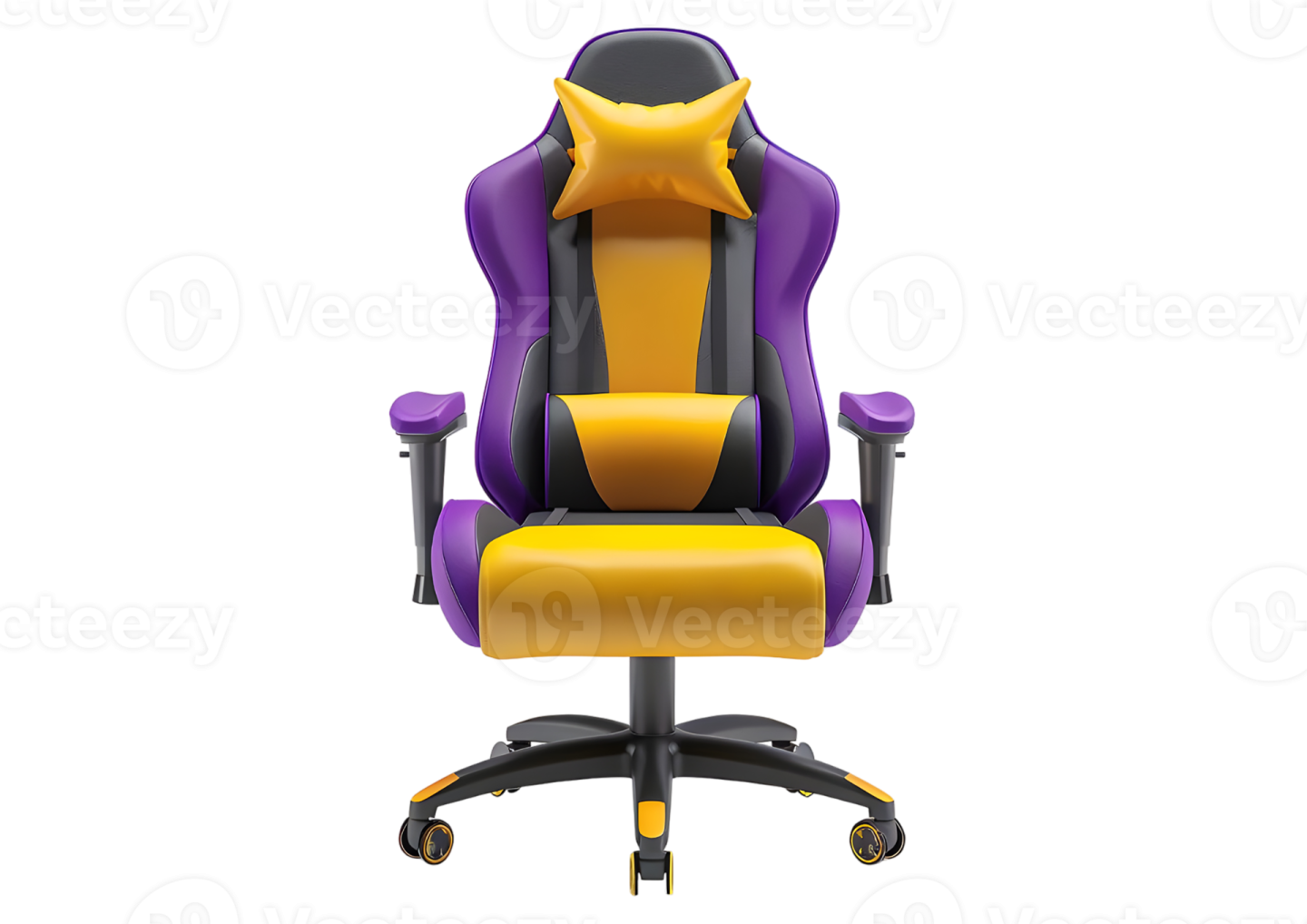 a purple and yellow gaming chair