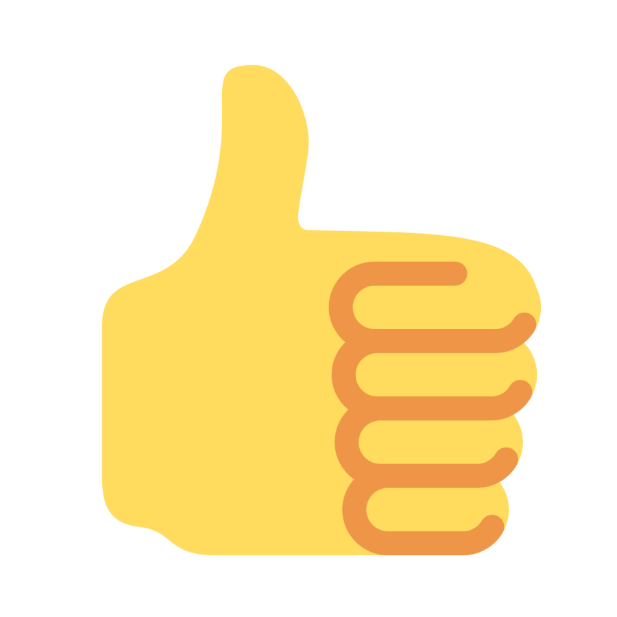 a thumbs up icon on a white background
