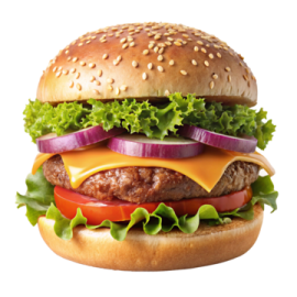 a hamburger with cheese and onions on it