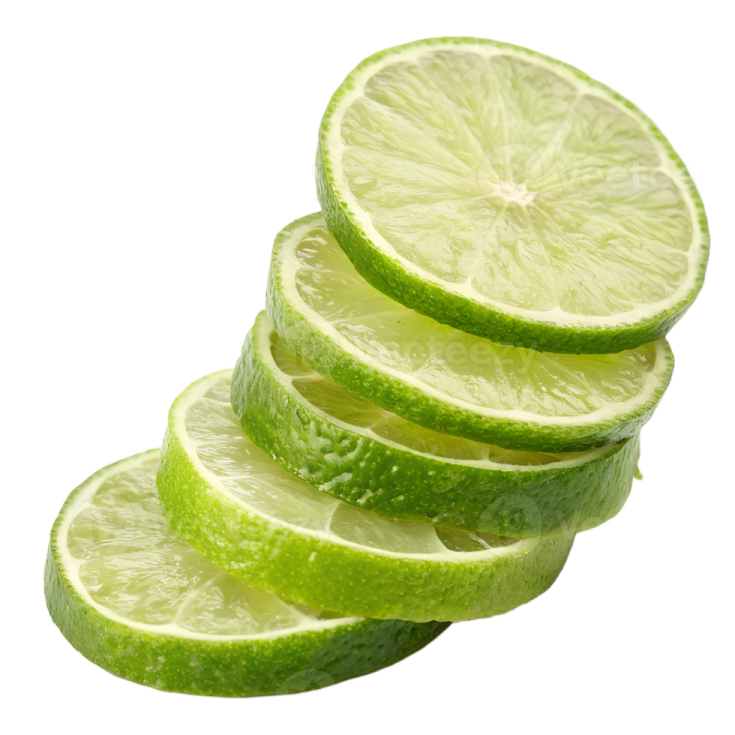 lime slices on a white background