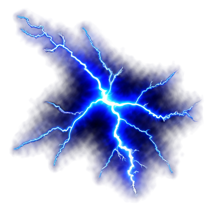 a blue lightning bolt on white background