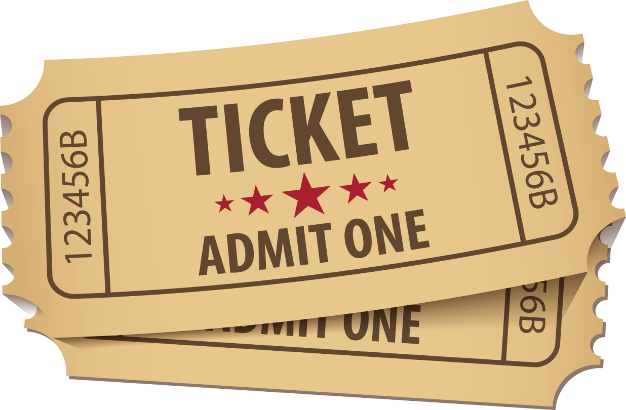 two tickets with red stars on them