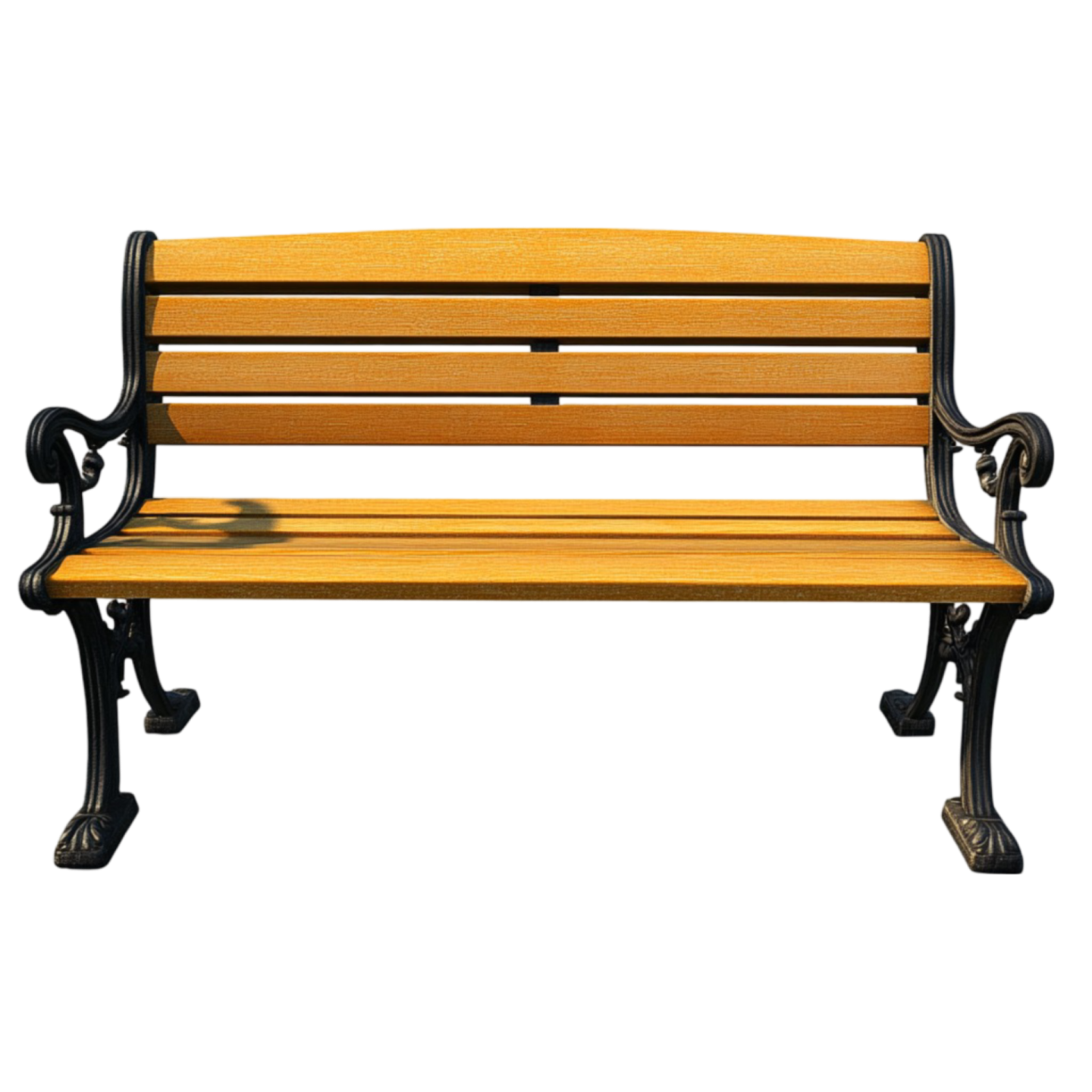 a wooden bench on a white background