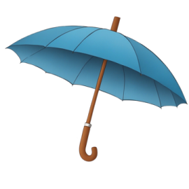 a blue umbrella on a white background