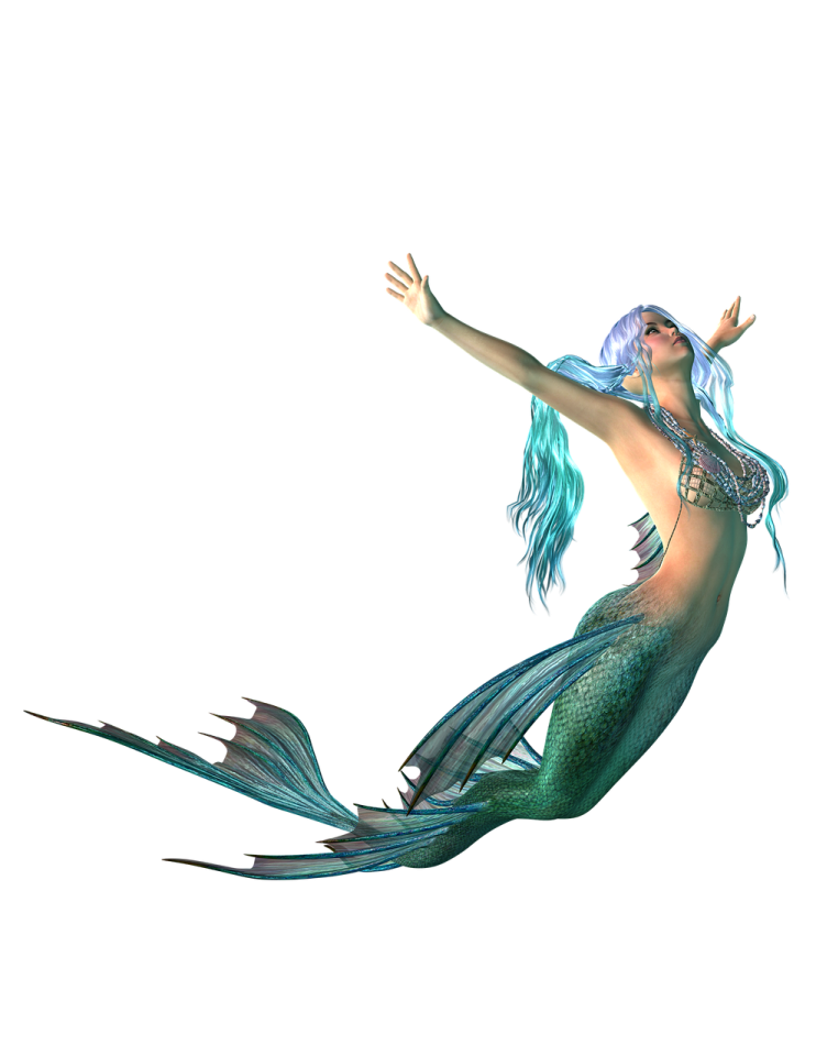 a mermaid sitting on top of a white surface