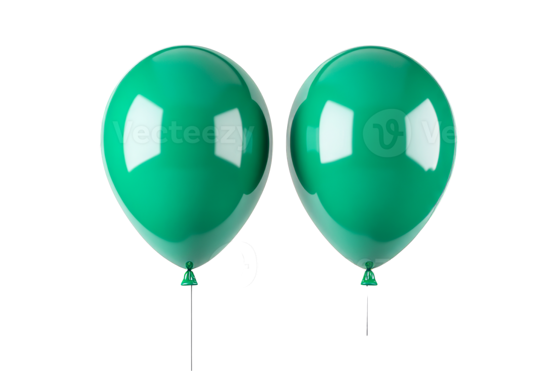 two green balloons on white background