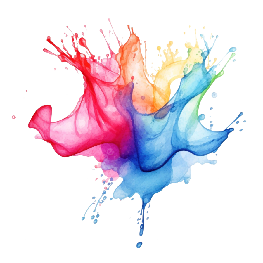colorful paint splashs on a white background