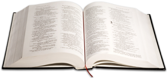 an open book on a white background