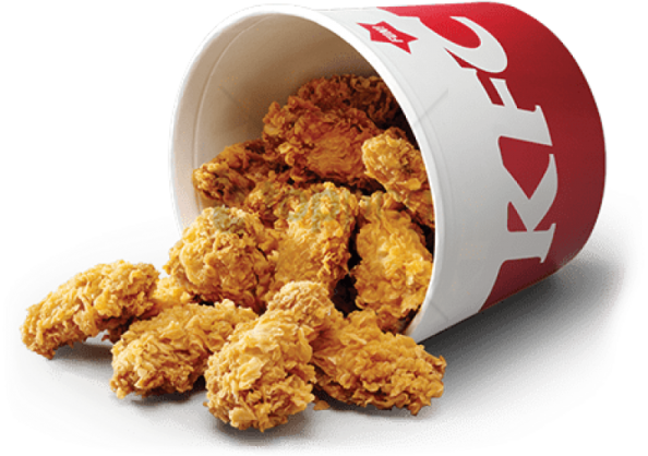a bucket full of chicken nus