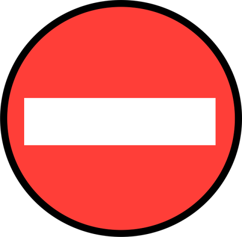 a red and white no entry sign