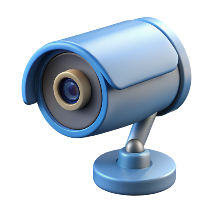 a blue webcam on a white background