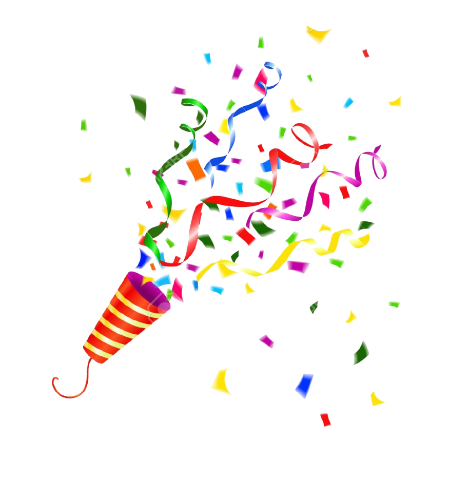 a party hat with streamers and confe
