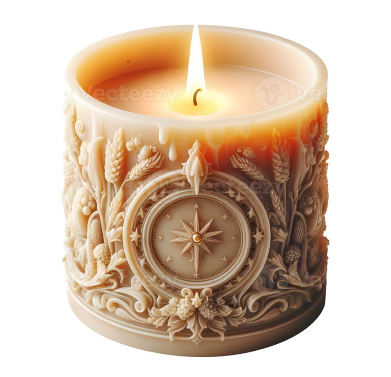 a candle with a clock on it
