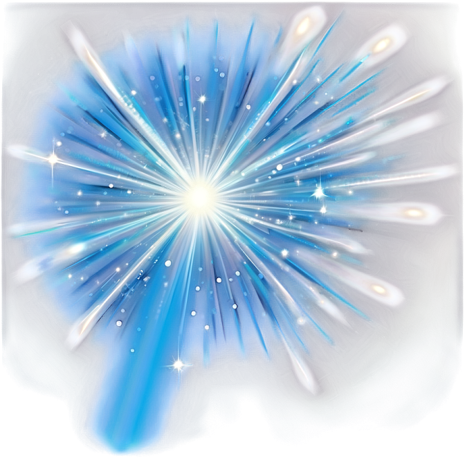 a blue and white star burst on a white background