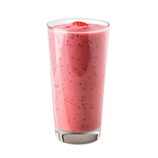 a glass filled with a strawberry smoothie
